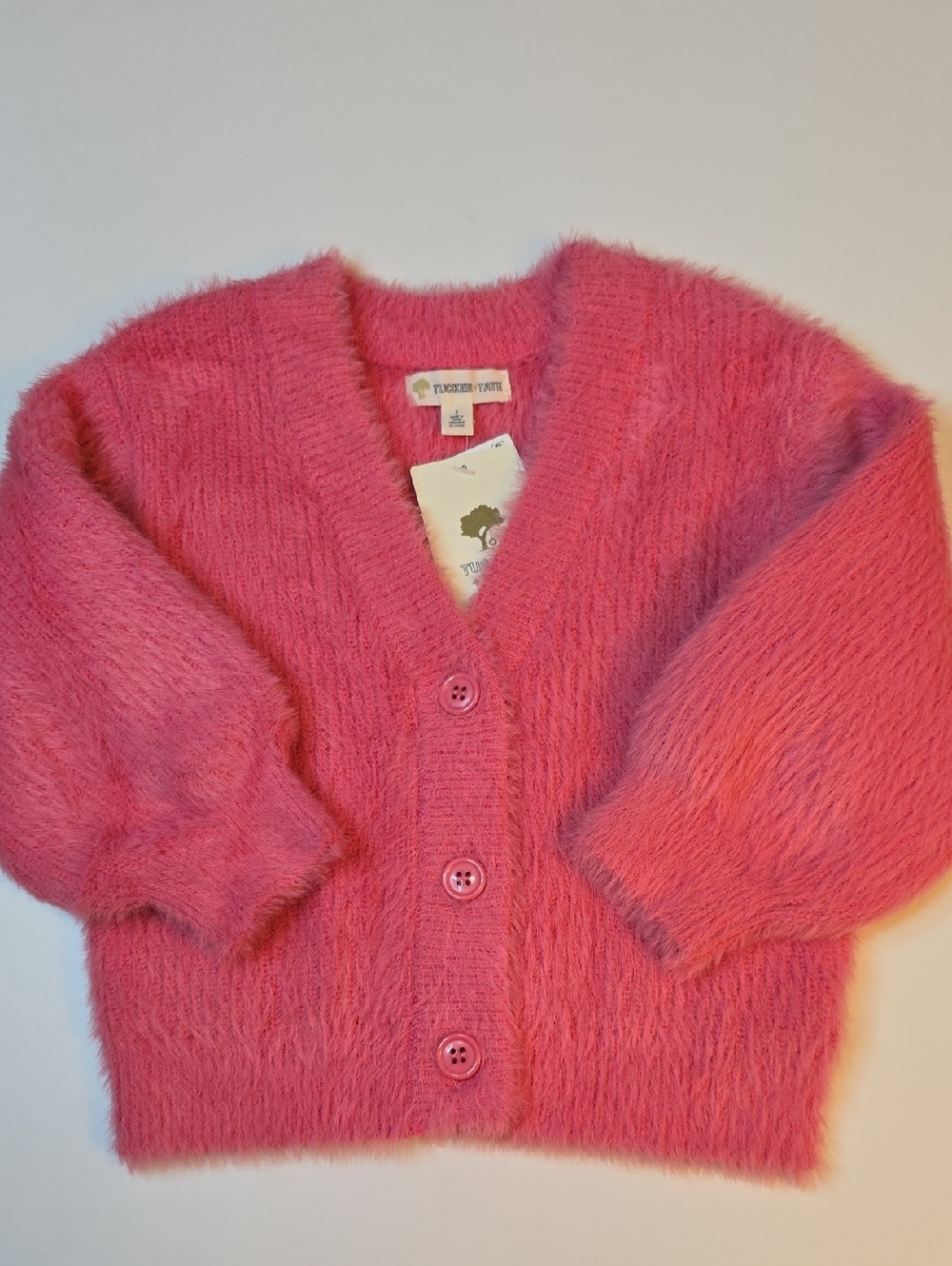 Tucker + Tate Fuzzy Pink Button Cardigan